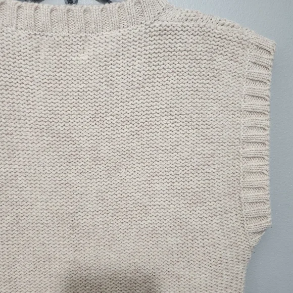 Vintage Pqs Women's Cream Knit Sweater Vest Pure Wool Size M - Picture 5 of 5